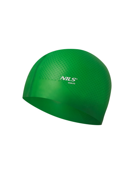 ОБИКНОВЕНА ЗЕЛЕНА СИЛИКОНОВА ПЛУВНА ШАПКА НА ТОЧКИ NILS AQUA