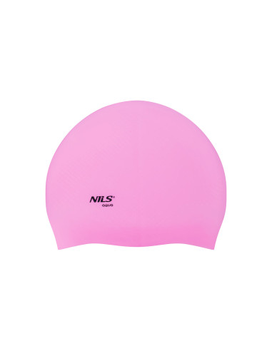 ОБИКНОВЕНА РОЗОВА ШАПКА ЗА ПЛУВНА СИЛИКОНОВА НА ТОЧКИ NILS AQUA