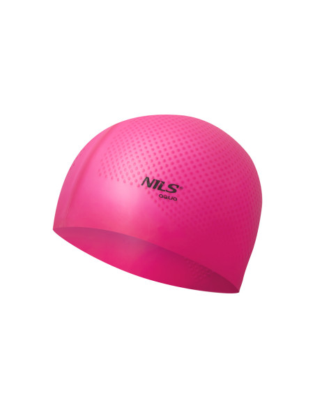 ПЛАВНА ТЪМНО РОЗОВА ШАПКА ЗА ПЛУВНА СИЛИКОНОВА НА ТОЧКИ NILS AQUA