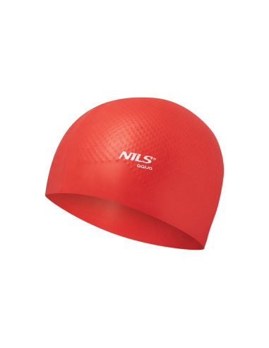 ОБИКНОВЕНА ЧЕРВЕНА ПЛУВНА ШАПКА СИЛИКОНОВА НА ТЪЧКИ NILS AQUA