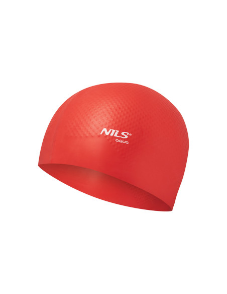 ОБИКНОВЕНА ЧЕРВЕНА ПЛУВНА ШАПКА СИЛИКОНОВА НА ТЪЧКИ NILS AQUA