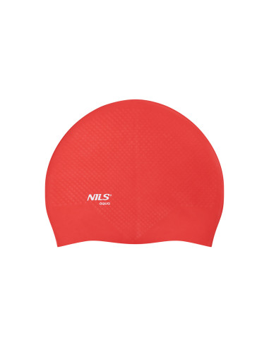 ОБИКНОВЕНА ЧЕРВЕНА ПЛУВНА ШАПКА СИЛИКОНОВА НА ТЪЧКИ NILS AQUA