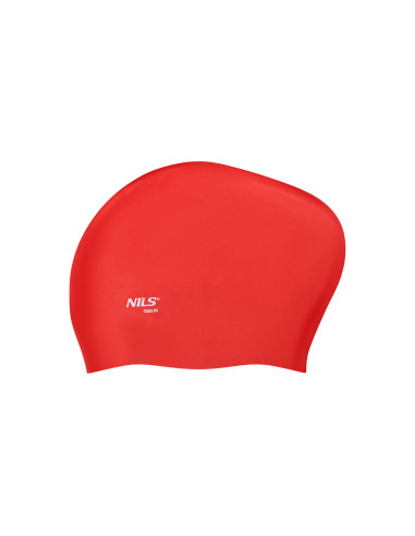 ОБИКНОВЕНА ЧЕРВЕНА ПЛУВНА ШАПКА СИЛИКОНОВА НА ТЪЧКИ NILS AQUA