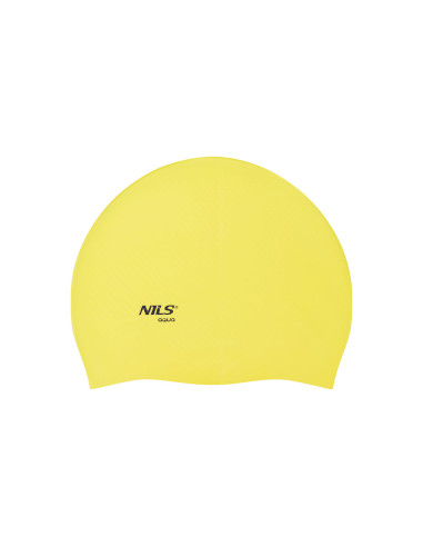 ОБИКНОВЕНА ЖЪЛТА ПЛУВНА ШАПКА СИЛИКОНОВА НА ТОЧКИ NILS AQUA