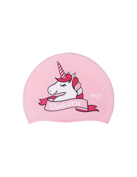 ЕДНОРОГ РОЗОВА ШАПКА ЗА ПЛУВАНЕ ДЕТСКА СИЛИКОНОВА NILS AQUA
