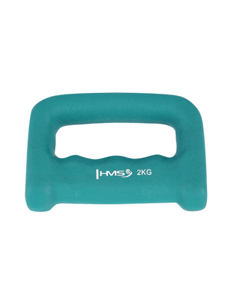 Дъмбел със зелена дръжка от чугун с неопреново покритие 2.0 кг HMS