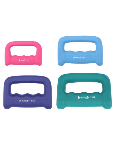 Дъмбел със зелена дръжка от чугун с неопреново покритие 2.0 кг HMS