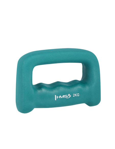 Дъмбел със зелена дръжка от чугун с неопреново покритие 2.0 кг HMS