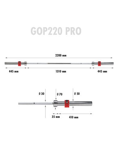 ПРОФЕСИОНАЛНА ПРАВА ОЛИМПИЙСКА ЩАНГА 20KG 2200MM HMS + ZG1000B CLASPS LOCK
