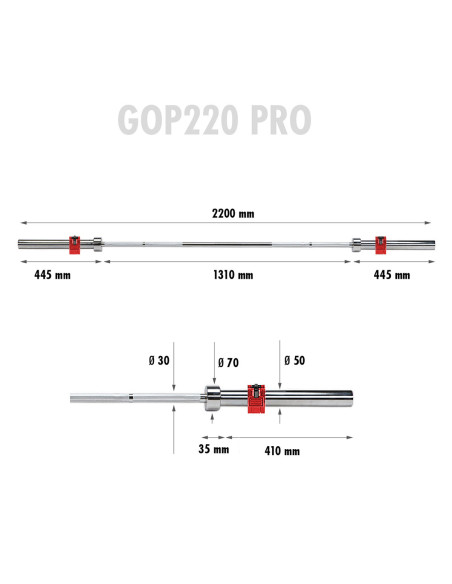 ПРОФЕСИОНАЛНА ПРАВА ОЛИМПИЙСКА ЩАНГА 20KG 2200MM HMS + ZG1000B CLASPS LOCK