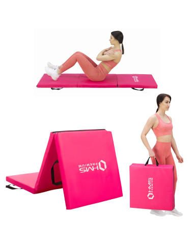 ГИМНАСТИЧЕСКИ МАТРАК СГЪВАЕМ 1800х600ММ РОЗОВ HMS PREMIUM