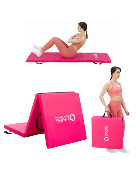 ГИМНАСТИЧЕСКИ МАТРАК СГЪВАЕМ 1800х600ММ РОЗОВ HMS PREMIUM