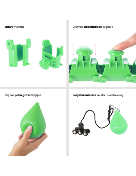 ЗЕЛЕН ХУЛА ХУП С ТОЧКИ ЗА МАСАЖ И ГРАВИТАЦИОННА ТОПКА HMS