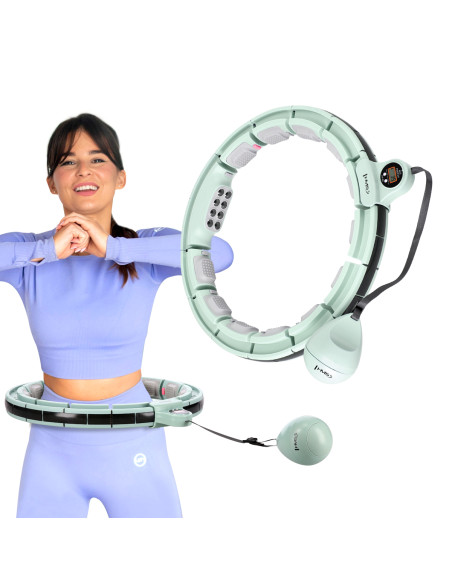 HHM13 HULA HOOP ЗЕЛЕН С МАГНИТИ И БРОЯЧ HMS + КОЛАН ЗА ОТСЛАБВАНЕ BR163 ЧЕРВЕН