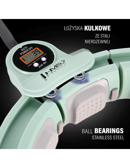 HHM13 HULA HOOP ЗЕЛЕН С МАГНИТИ И БРОЯЧ HMS + КОЛАН ЗА ОТСЛАБВАНЕ BR163 ЧЕРВЕН