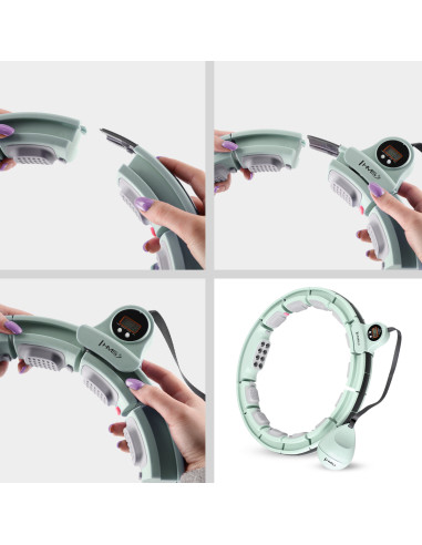 HHM13 HULA HOOP ЗЕЛЕН С МАГНИТИ И БРОЯЧ HMS + КОЛАН ЗА ОТСЛАБВАНЕ BR163 ЧЕРВЕН