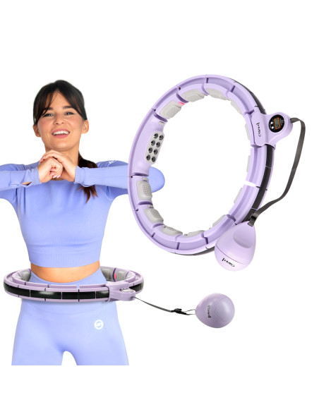 HHM13 HULA HOOP ВИОЛЕТОВ С МАГНИТИ И БРОЯЧ HMS + КОЛАН ЗА ОТСЛАБВАНЕ BR163 ЧЕРЕН