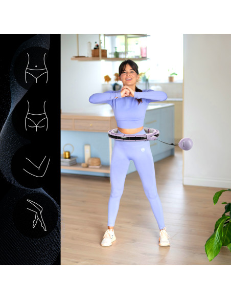 HHM13 HULA HOOP ВИОЛЕТОВ С МАГНИТИ И БРОЯЧ HMS + КОЛАН ЗА ОТСЛАБВАНЕ BR163 ЧЕРЕН