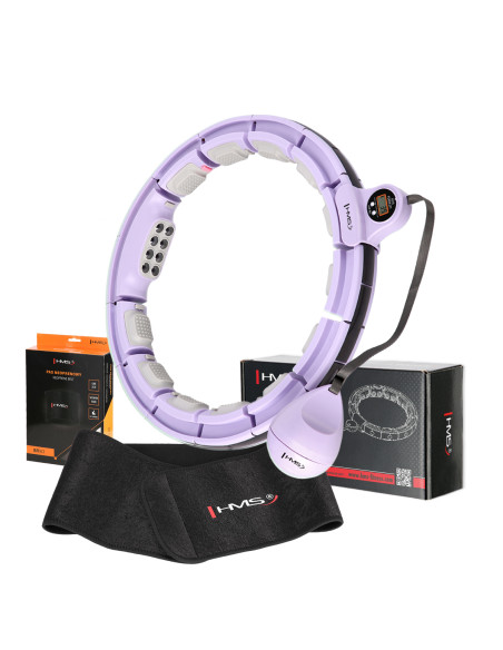 HHM13 HULA HOOP ВИОЛЕТОВ С МАГНИТИ И БРОЯЧ HMS + КОЛАН ЗА ОТСЛАБВАНЕ BR163 ЧЕРЕН