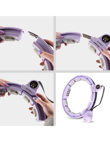 HHM13 HULA HOOP ВИОЛЕТОВ С МАГНИТИ И БРОЯЧ HMS + КОЛАН ЗА ОТСЛАБВАНЕ BR163 ЧЕРЕН