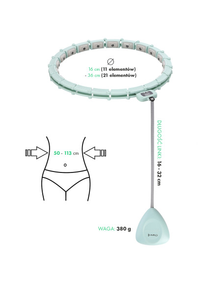 HHM14 ХУЛА ХОП ЗЕЛЕН С МАГНИТИ И БРОЯЧ HMS + КОЛАН ЗА ОТСЛАБВАНЕ BR163 ЧЕРЕН