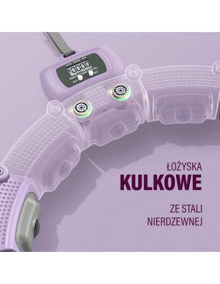 HHM14 HULA HOOP ВИОЛЕТОВ С МАГНИТИ И БРОЯЧ HMS + КОЛАН ЗА ОТСЛАБВАНЕ BR163 ЧЕРЕН