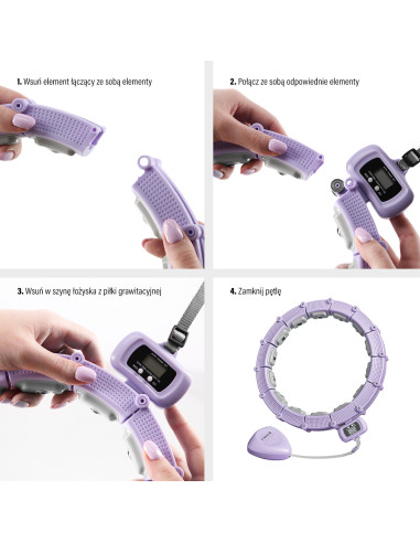 HHM14 HULA HOOP ВИОЛЕТОВ С МАГНИТИ И БРОЯЧ HMS + КОЛАН ЗА ОТСЛАБВАНЕ BR163 ЧЕРЕН