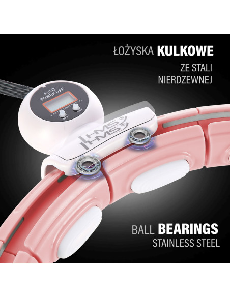 HHM15 HULA HOOP РОЗОВ С МАГНИТИ И БРОЯЧ HMS + КОЛАН ЗА ОТСЛАБВАНЕ BR163 ЧЕРВЕН