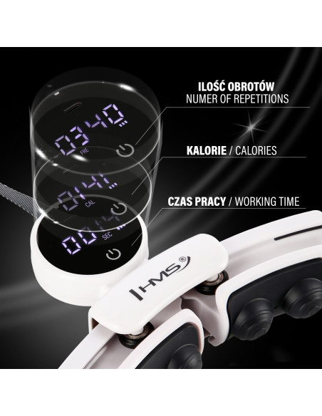 HHM16 HULA HOOP РОЗОВ С МАГНИТИ И БРОЯЧ HMS + КОЛАН ЗА ОТСЛАБВАНЕ BR163 ЧЕРЕН