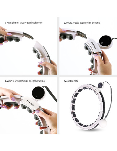 HHM16 HULA HOOP РОЗОВ С МАГНИТИ И БРОЯЧ HMS + КОЛАН ЗА ОТСЛАБВАНЕ BR163 ЧЕРЕН