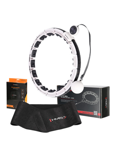 HHM16 HULA HOOP РОЗОВ С МАГНИТИ И БРОЯЧ HMS + КОЛАН ЗА ОТСЛАБВАНЕ BR163 ЧЕРЕН