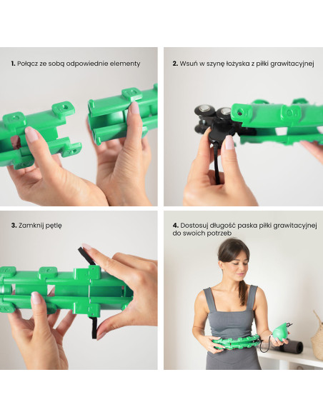 HHW01 HULA ОБЧЪЧ ЗЕЛЕН С МАСАЖИРАЩИ НОБОЧКИ И БРОЯЧ HMS + КОЛАН ЗА ОТСЛАБВАНЕ BR163 ЧЕРВЕН