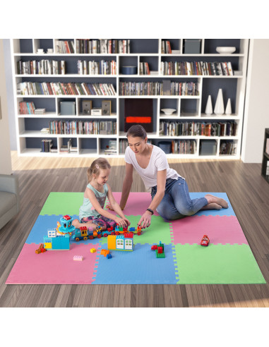 МУЛТИПАКЕТ ЗЕЛЕНО-СИН-ЧЕРВЕН ПЪЗЕЛ ПОДЛОЖКА ПОДЛОЖКА 60x60x1.0 9 бр. ЕДИН ФИТНЕС