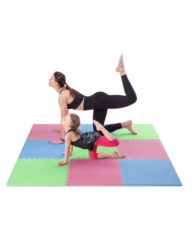 МУЛТИПАКЕТ ЗЕЛЕНО-СИН-ЧЕРВЕН ПЪЗЕЛ ПОДЛОЖКА ПОДЛОЖКА 60x60x1.0 9 бр. ЕДИН ФИТНЕС