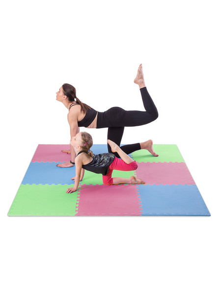 МУЛТИПАКЕТ ЗЕЛЕНО-СИН-ЧЕРВЕН ПЪЗЕЛ ПОДЛОЖКА ПОДЛОЖКА 60x60x1.0 9 бр. ЕДИН ФИТНЕС