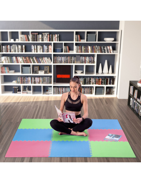 МУЛТИПАКЕТ ЗЕЛЕНО-СИН-ЧЕРВЕН ПЪЗЕЛ ПОДЛОЖКА ПОДЛОЖКА 60x60x1.0 9 бр. ЕДИН ФИТНЕС