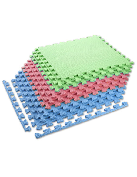 МУЛТИПАКЕТ ЗЕЛЕНО-СИН-ЧЕРВЕН ПЪЗЕЛ ПОДЛОЖКА ПОДЛОЖКА 60x60x1.0 9 бр. ЕДИН ФИТНЕС