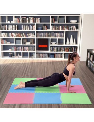 МУЛТИПАКЕТ ЗЕЛЕНО-СИН-ЧЕРВЕН ПЪЗЕЛ ПОДЛОЖКА ПОДЛОЖКА 60x60x1.0 9 бр. ЕДИН ФИТНЕС