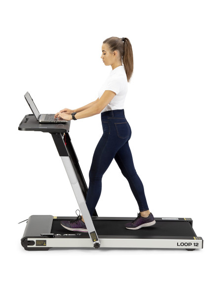 (2 части) МНОГО СИВА ЕЛЕКТРИЧЕСКА БЯГАЩА ПЪТЕКА С БЮРО HMS