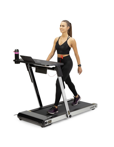 (2 части) МНОГО СИВА ЕЛЕКТРИЧЕСКА БЯГАЩА ПЪТЕКА С БЮРО HMS