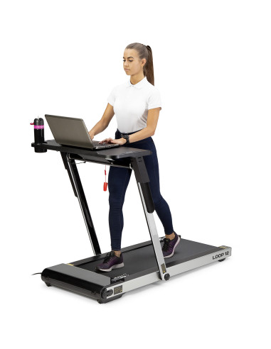 (2 части) МНОГО СИВА ЕЛЕКТРИЧЕСКА БЯГАЩА ПЪТЕКА С БЮРО HMS