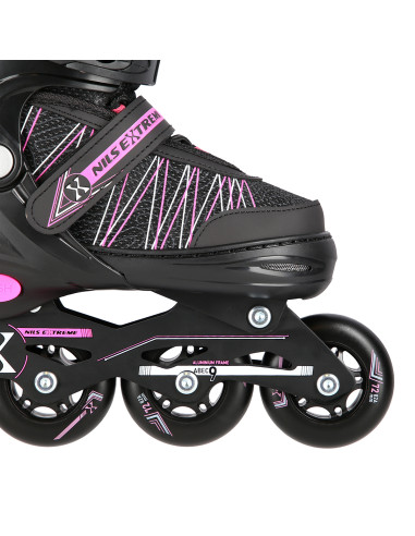 2-В-1 ЧЕРНИ/РОЗОВИ КЪНКИ РАЗМЕР S (31-34) СЪС СМЕНЯЕМОТО ОСТРИЕ ЗА ХОКЕЙ НА ЛЕД NILS EXTREME