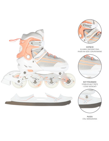 2-В-1 БЯЛО-РОЗОВ РАЗМЕР S (29-33) КЪНКИ СЪС СМЕНЯЕМО ОСТРИЕ ЗА ФИГУРНО КЪНКИ NILS EXTREME