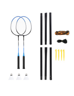 СТОМАНЕЕН КОМПЛЕКТ ЗА БАДМИНТОН С 2 ХИЛКИ + 3 ПЕТНА + МРЕЖА + ПРЕДПАЗНО ПОКРИВАНЕ NILS