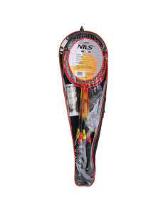 АЛУМИНИЕВ / БАДМИНТОН КОМПЛЕКТ 4 ХИЛКИ + 3 КАПАНЦИ + МРЕЖА 600х60см + ПРЕДПАЗНО ПОКРИВАНЕ NILS