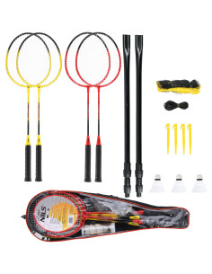 АЛУМИНИЕВ / БАДМИНТОН КОМПЛЕКТ 4 ХИЛКИ + 3 КАПАНЦИ + МРЕЖА 600х60см + ПРЕДПАЗНО ПОКРИВАНЕ NILS 2