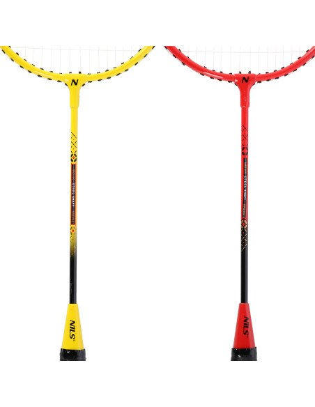 АЛУМИНИЕВ / БАДМИНТОН КОМПЛЕКТ 4 ХИЛКИ + 3 КАПАНЦИ + МРЕЖА 600х60см + ПРЕДПАЗНО ПОКРИВАНЕ NILS