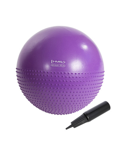 55СМ ВИОЛЕТА ГИМНАСТИЧЕСКА ТОПКА С МАСАЖНИ НОБИ HMS