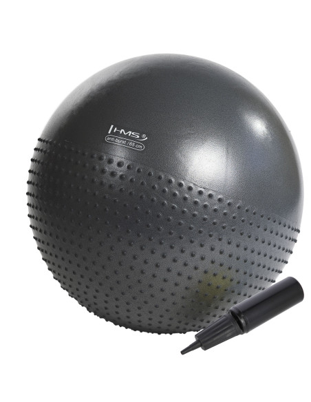 ГИМНАСТИЧЕСКА ТОПКА 75СМ ЧЕРНА С МАСАЖНИ НОБИ HMS