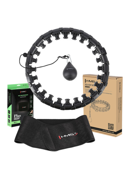 HHW12 HULA HOOP PLUS РАЗМЕР ЧЕРЕН С МАСАЖНИ ВАНИ И ПЛОЩАТ HMS + КОЛАН ЗА ОТСЛАБВАНЕ BR163 ЧЕРВЕН